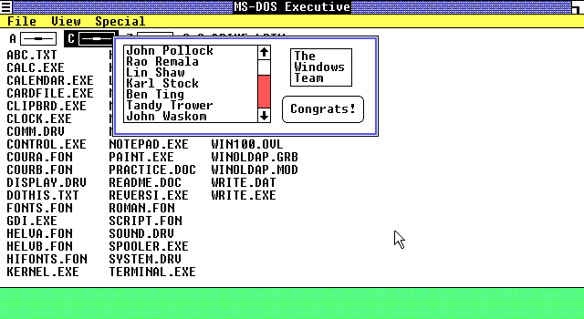 Windows 1.0 ra mắt năm 1985, và thời gian gần đây một người dùng đã tìm ra chi tiết ẩn (Easter egg) của phiên bản này, liên quan đến đồng sáng lập hãng game Valve.