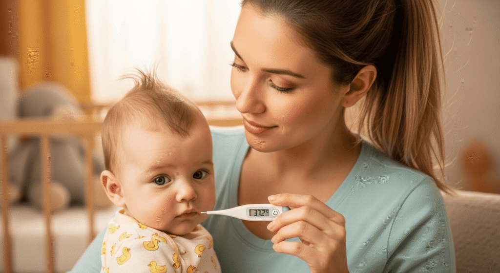 Theo dõi nhiệt độ cơ thể bé để phát hiện sớm dấu hiệu bất thường